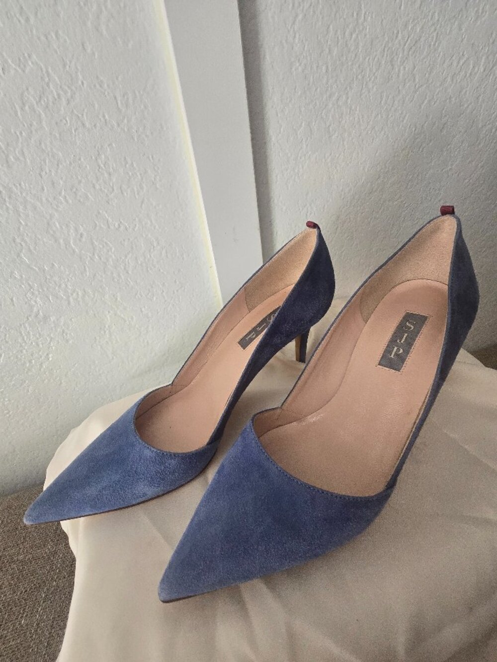 SJP blue suede Fawn Pumps
